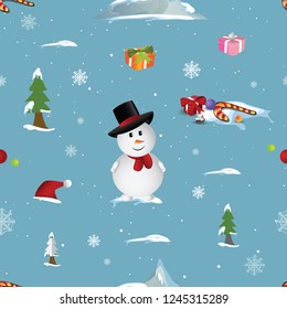 cute snowman seamless pattern. Cute Christmas concept.