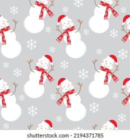 cute snowman seamless pattern design