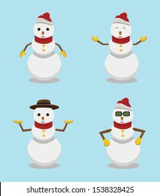 Cute Snowman Set - Vector christmas template