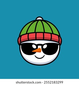Ein süßer Schneemann mit Schattierungen. Isolierte Vektorgrafik