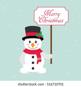 cute snowman with a sign 