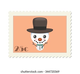 Cute snowman stamp