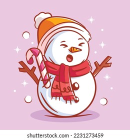 Cute snowman using a neck warmer and candy