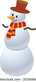 Cute snowman vector art and illustration