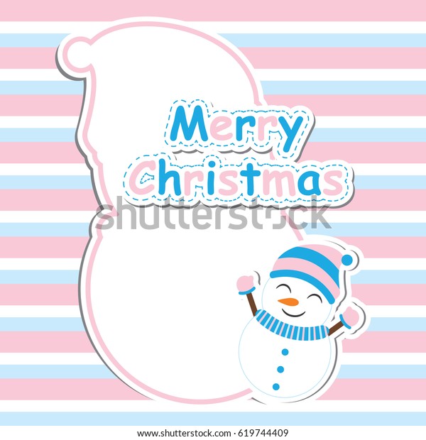 Cute Snowman Vector Cartoon On Pink Stock Vector Royalty Free