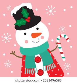 Cute Snowman vector For Christmas Card or Bag design
