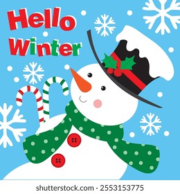 Cute Snowman Vector For Christmas Card or Bag design