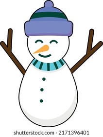 Cute snowman vector. Christmas design.