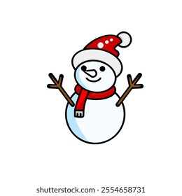 cute snowman vector design illustration, a design that is suitable for use when it comes to Christmas, very cute to make as a sticker.