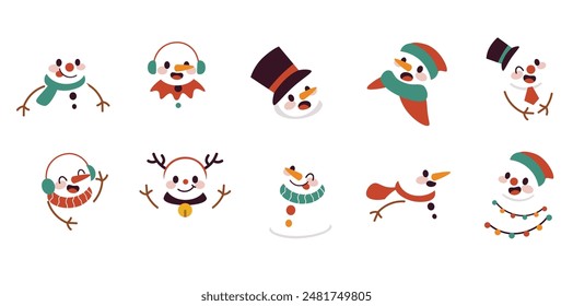 Cute Snowman Vector Element Set