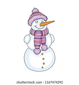 Cute snowman vector illustration.