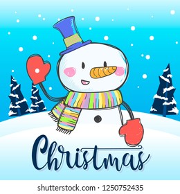 cute snowman vector illustration