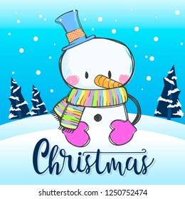cute snowman vector illustration