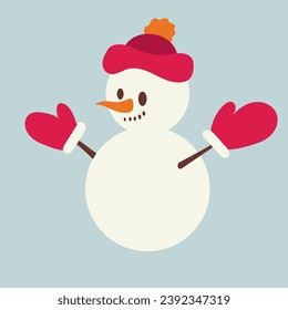 Un muñeco de nieve. Ilustración vectorial en un estilo plano y sencillo. Elemento de diseño para afiches, impresiones para ropa, carteles, portadas, sitios web, redes sociales, logotipo, postal
