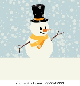 Cute snowman. Vector illustration in flat, simple style. Design element for posters, prints for clothing, banners, covers, websites, social networks, logo, postcard