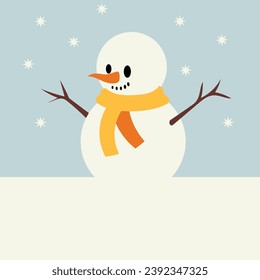 Cute snowman. Vector illustration in flat, simple style. Design element for posters, prints for clothing, banners, covers, websites, social networks, logo, postcard