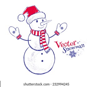 Cute snowman. Vector illustration. Isolated.