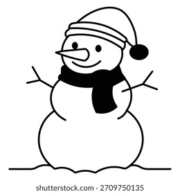 Nette Schneemann, Vektorgrafik einzeln auf weißem Hintergrund