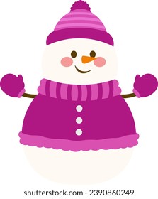 Cute Snowman Wearing A Pink Sweater Illustration