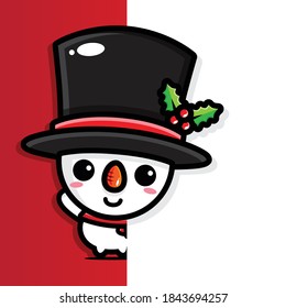 cute snowman with white paper