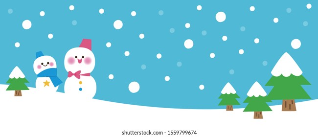 Cute snowman and winter illustration