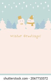 Postales de paisajes de invierno y de snowman
