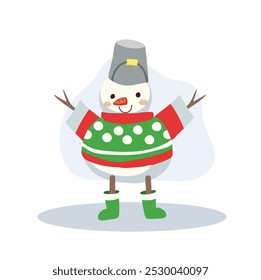 Cute Snowman in Winter Outfit. Perfect for Holiday and Festive Winter Scenes