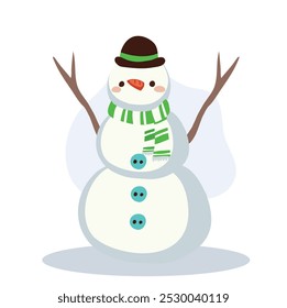 Cute Snowman in Winter Outfit. Perfect for Holiday and Festive Winter Scenes