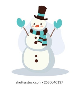 Cute Snowman in Winter Outfit. Perfect for Holiday and Festive Winter Scenes