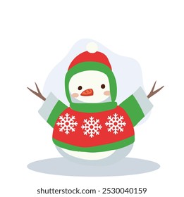 Cute Snowman in Winter Outfit. Perfect for Holiday and Festive Winter Scenes