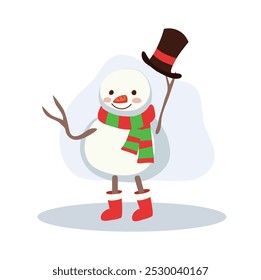 Cute Snowman in Winter Outfit. Perfect for Holiday and Festive Winter Scenes