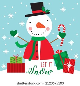 Cute Snowman With Xmas Gifts