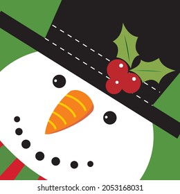 Cute snowman's head for christmas card, gift bag or box design