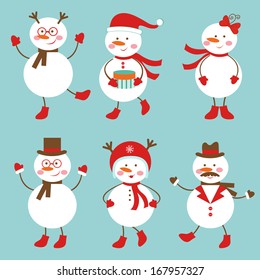 Cute snowmen characters collection