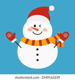 Cute Snowmen with Winter and Holiday Decorations. Christmas and Happy New Year Element