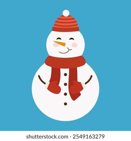 Cute Snowmen with Winter and Holiday Decorations. Christmas and Happy New Year Element