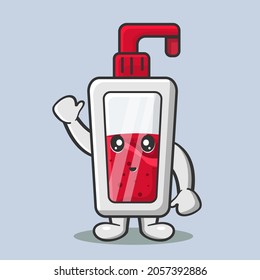 cute soap bottle mascot smile isolated cartoon in flat style
