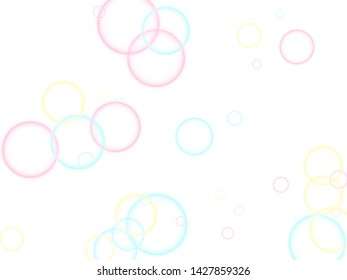 Cute soap bubbles abstract vector background. Pastel childish simple wallpaper. Children bubbles for play. Pretty minimal background. Girlish backdrop with round shapes.