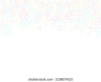 Cute soap bubbles abstract vector background. Pastel pink yellow blue circles. Children bubbles for play. Pretty minimal background. Girlish backdrop with round shapes.