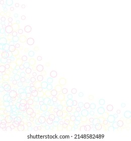 Cute soap bubbles abstract vector background. Pastel pink yellow blue circles. Children bubbles for play. Abstract soap foam vector design. Girlish backdrop with round shapes.