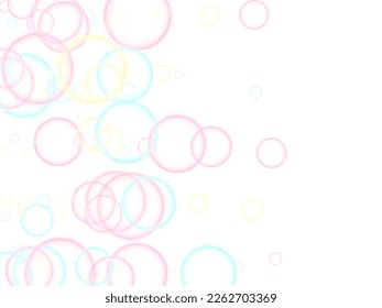 El fondo vectorial abstracto de las burbujas de jabón mate. Luces de bokeh azules y amarillas rosadas. Los niños burbujan por el juego. Fondo vectorial minimalista de oferta. Escenas de magia infantil volando.