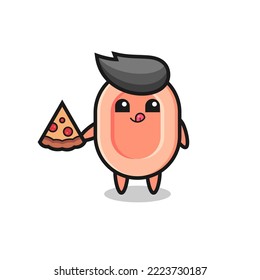 cute soap cartoon eating pizza , cute style design for t shirt, sticker, logo element
