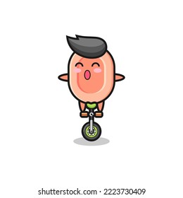 The cute soap character is riding a circus bike , cute style design for t shirt, sticker, logo element
