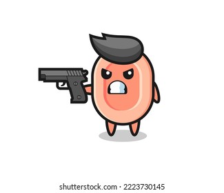 la tira del personaje de jabón lindo con un arma, diseño de estilo lindo para camiseta, pegatina, elemento logo