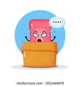 Cute soap mascot in the box
