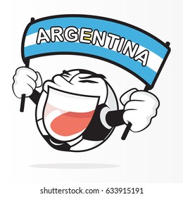 Cute Soccer Ball And Argentina Flag Vector