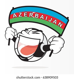 Cute Soccer Ball And Azerbaijan Flag Vector