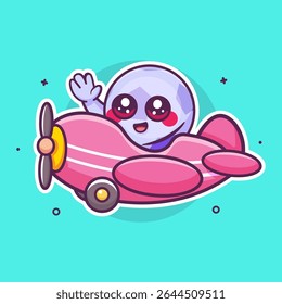 cute soccer ball character mascot flying an airplane isolated cartoon