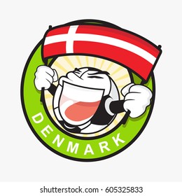 Cute Soccer Ball With Denmark Flag Vector