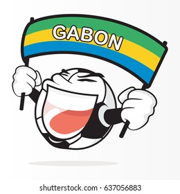 Cute Soccer Ball And Gabon Flag Vector